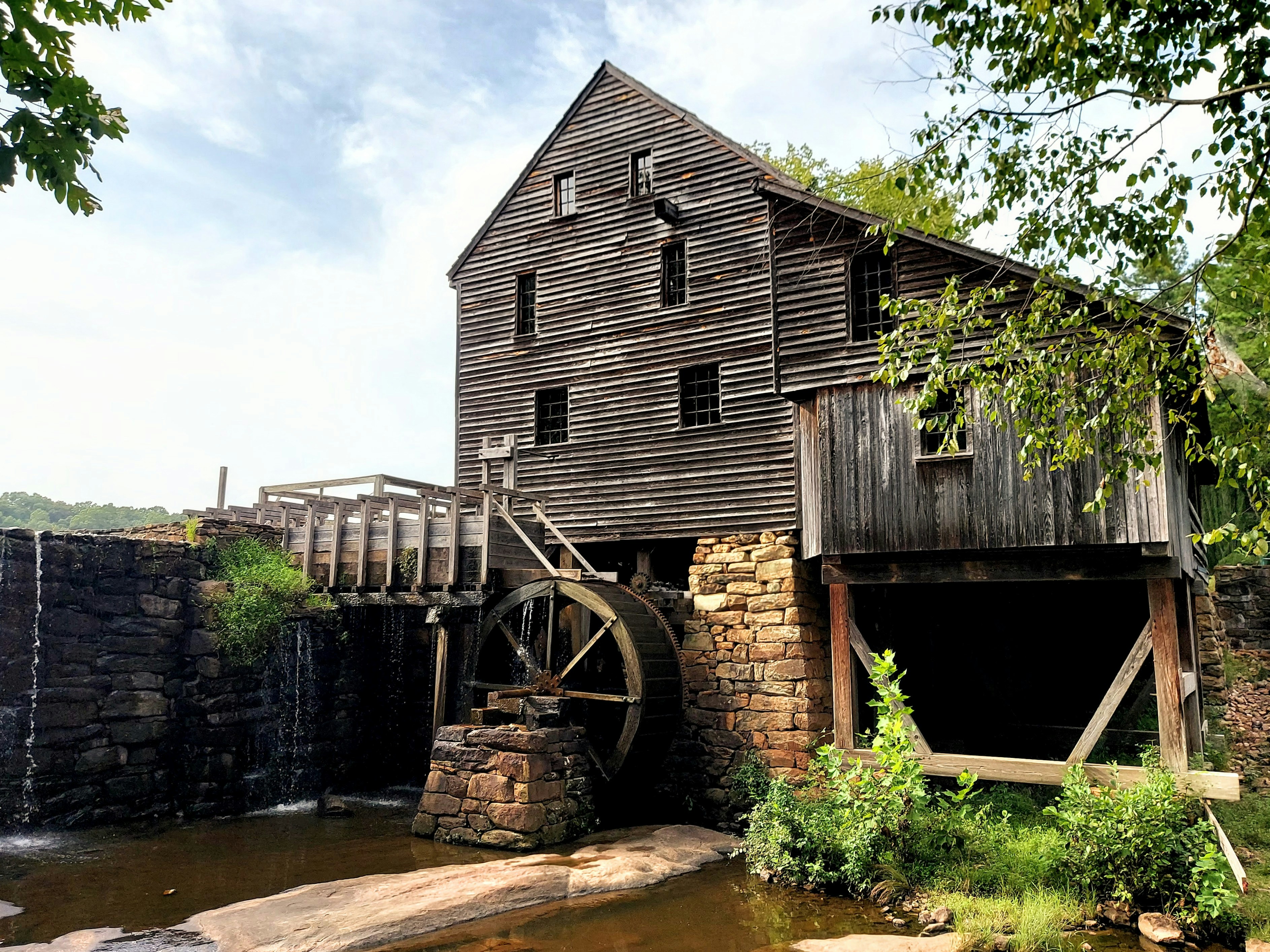 Historic stone exterior of Embsay Mill with traditional Yorkshire architecture
