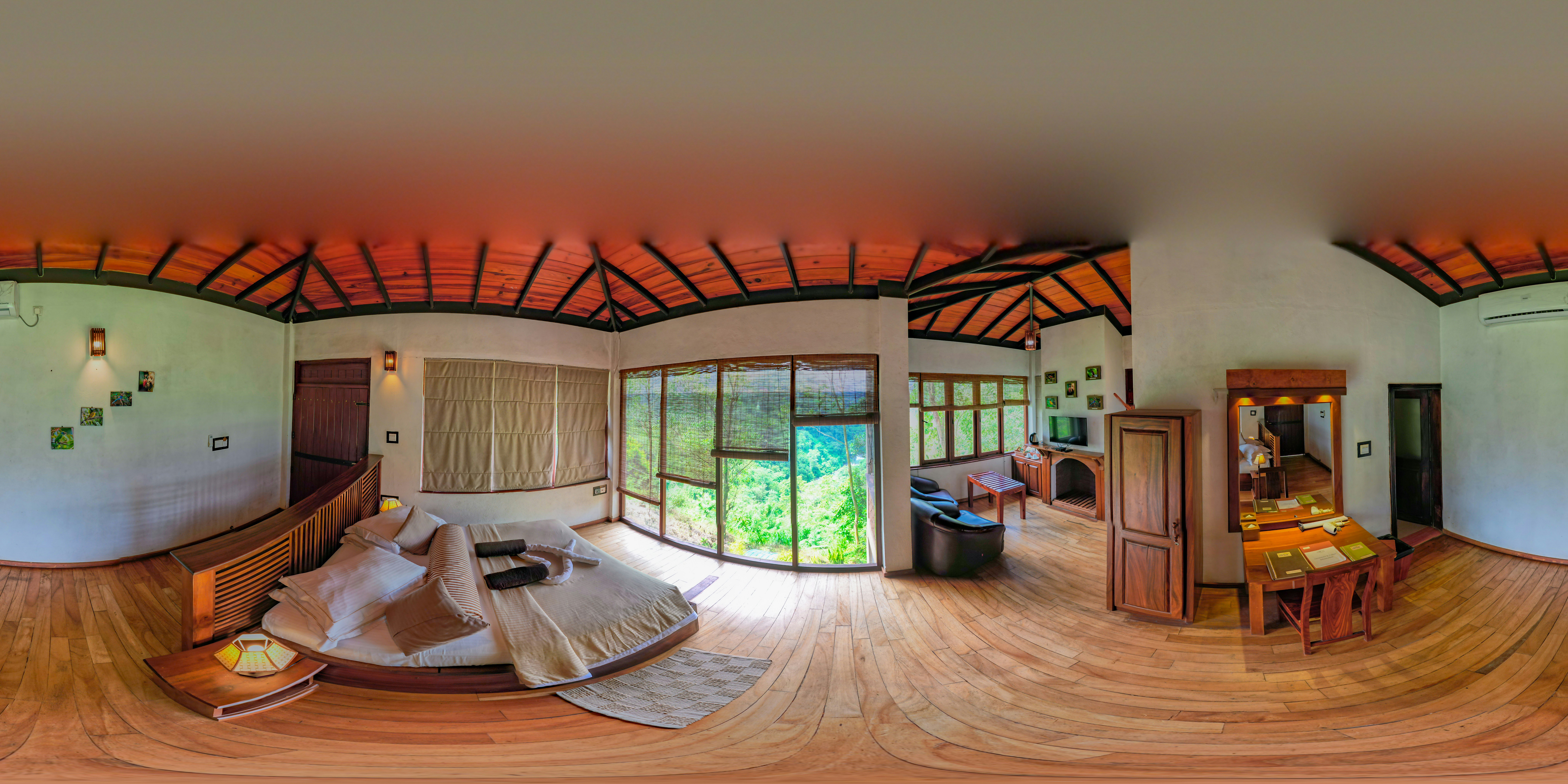Elegantly appointed guest room with countryside views